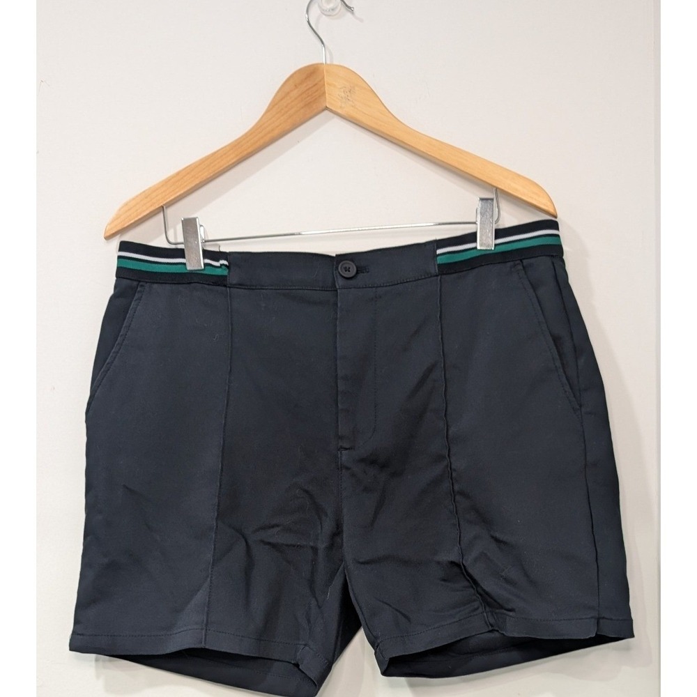 Zara Navy Dress Shorts Striped Waistband‎ Womens Size XL